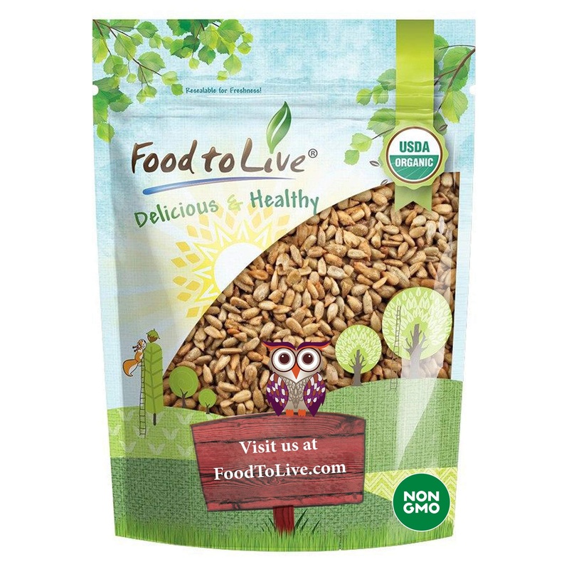 Food To Live Organic Roasted And Salted Sunflower Seeds, 4 Pounds Non-Gmo Kernels, Vegan, Kosher, Bulk, Hulled, High In Protein