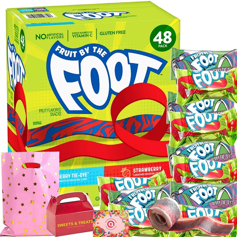 Fruit Snack | Fruit By The Foot Variety – Strawberry & Berry Tie Dye – Sweet Chewy | Natural Flavor Gluten Free | After School L