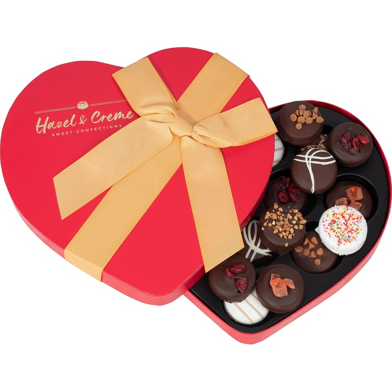 Gourmet Cookies – Elegant Heart-Shaped Dark Chocolate Covered Cookie Gift Box – Handcrafted Gourmet Treats For Anniversaries, An