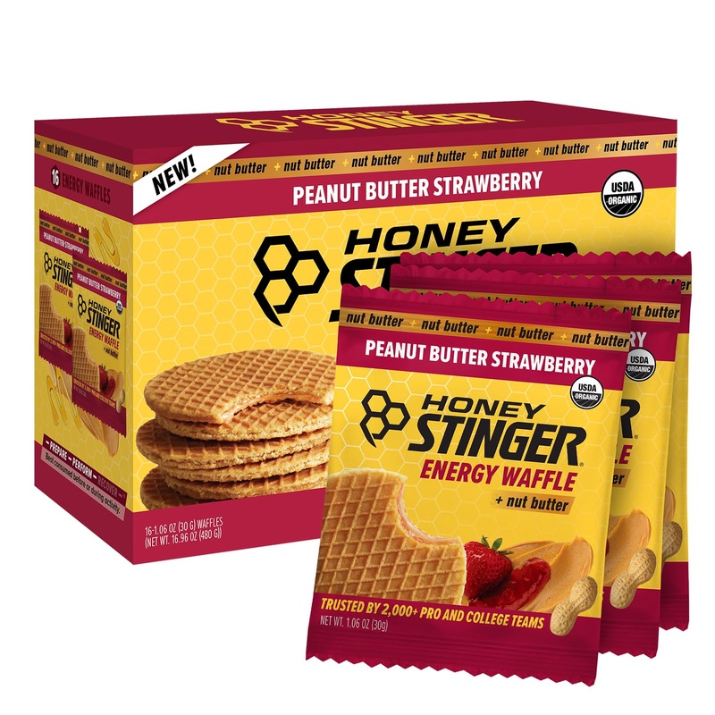 Honey Stinger Organic Peanut Butter Strawberry Waffle, Energy Stroopwafel For Exercise, Endurance And Performance, Sports Nutrit