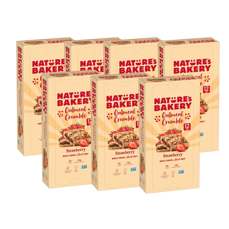 Nature’S Bakery Oatmeal Crumble Bars, Strawberry, Real Fruit, Vegan, Non-Gmo, Breakfast Bar, 7 Boxes With 12 Bars, 84 Count