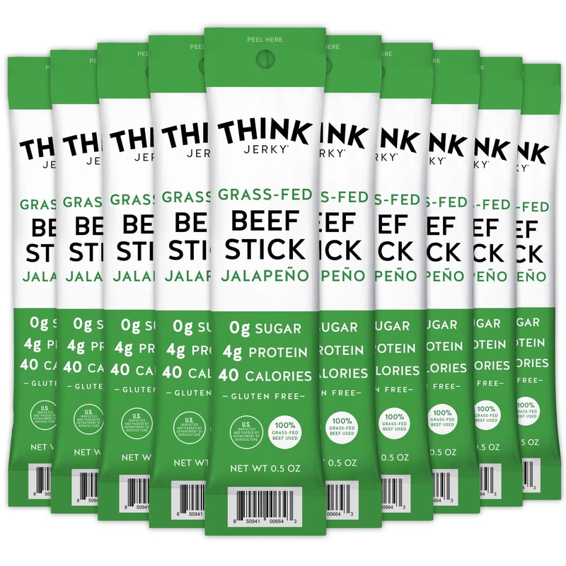 Think Jerky Jalapeno Beef Sticks, Gluten And Sugar Free, No Nitrates, Keto Paleo Friendly High Protein Low Carb Meat Snack – 0.5