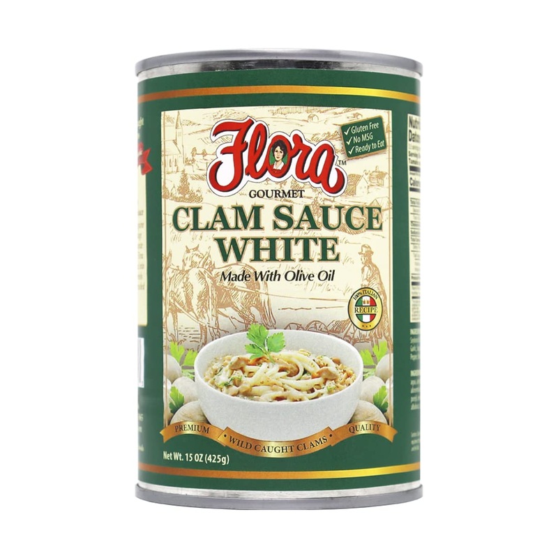 White Clam Sauce By Flora Foods – Great Pasta Sauce – All Natural Clam Sauce – Made With Extra Virgin Olive Oil – No Msg