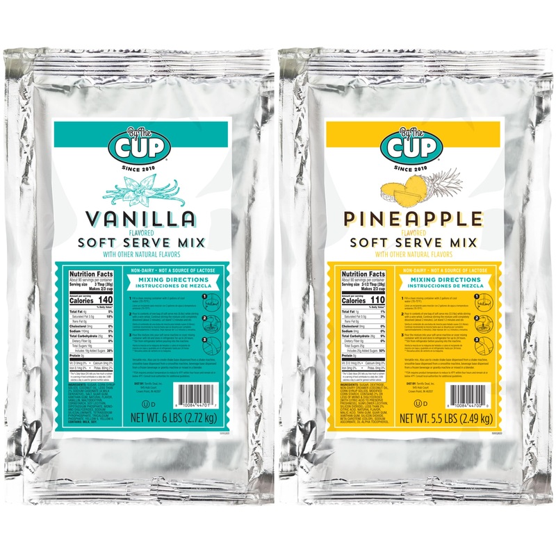 By The Cup Non-Dairy Soft Serve Mix Variety, Gluten Free, 1 Of Each Flavor: 5.5-6 Lb Bag: Vanilla And Pineapple
