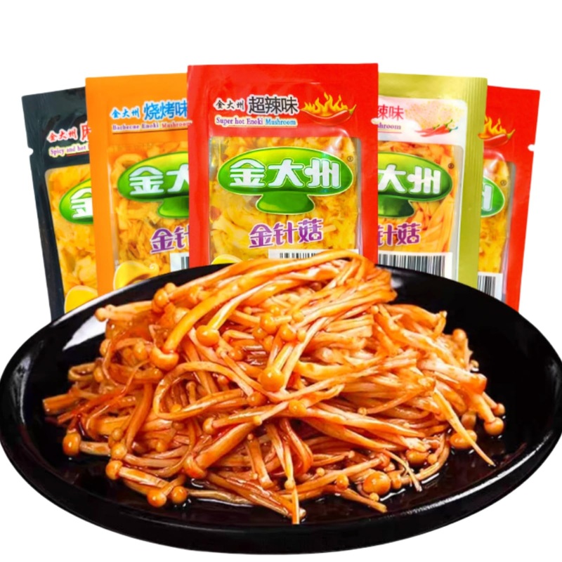 Chinese Specialties Spicy Red Oil Enoki Mushroom, Pickled Vegetables, Latiao Spicy Strips, Chili Sauce Pickle, Crispy Mushroom,