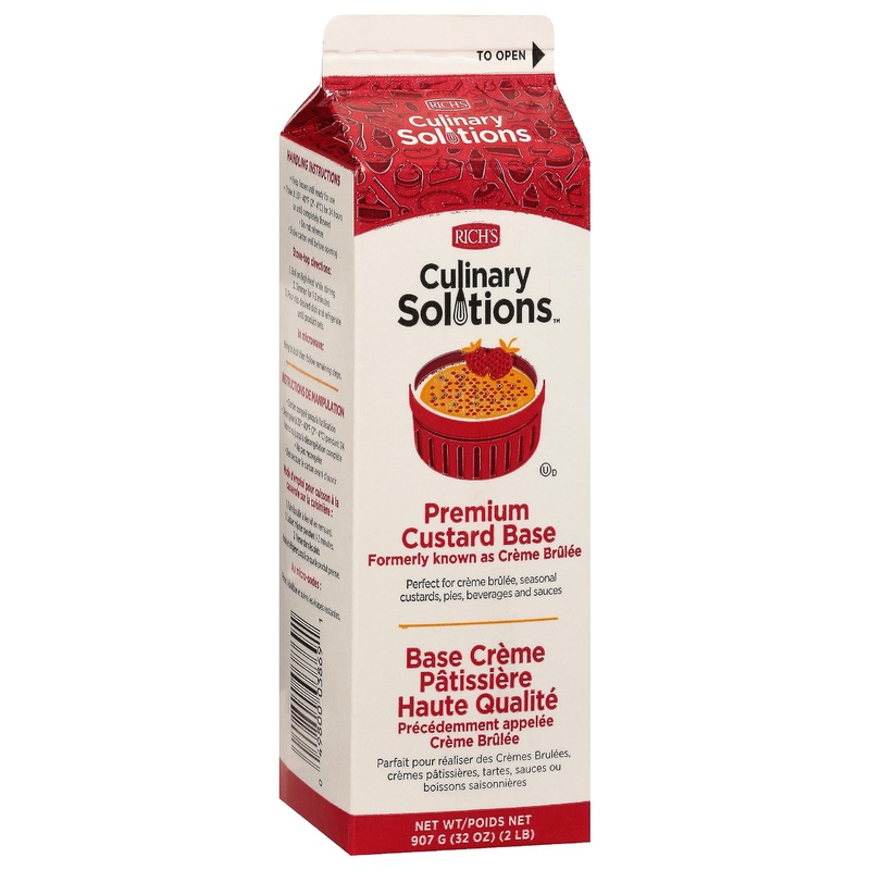 Culinary Solutions Premium Custard Base Liquid, For Crme Brl  E, 32Oz Cartons, 12 Per Case