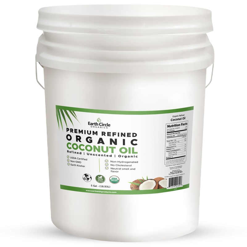 Earth Circle Organics Refined Coconut Oil – Ultra Premium Steam Refined, Keto & Paleo Friendly, Zero Coconut Taste Or Smell – Fo