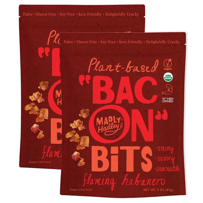 Madly Hadley Plant-Based Bacon Bits -Organic, Healthy Vegan Snack, Crunchy Topper, Keto-Friendly, Gluten-Free Topping For Salads