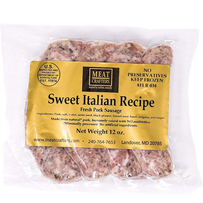Meatcrafters Sweet Italian Pork Sausage, Minimally Processed, No Artificial Ingredients, 12Oz (4-Pack, 16 Total Links)
