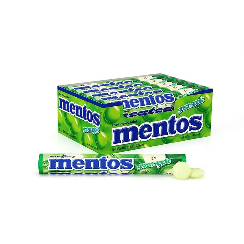 Mentos Candy Rolls – Green Apple: 15-Piece Box