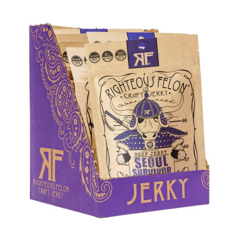 Righteous Felon Beef Jerky – Seoul Survivor Jerky – Gluten-Free Snacks – All-Natural, Locally Sourced & Dried Beef – Low-Sugar,