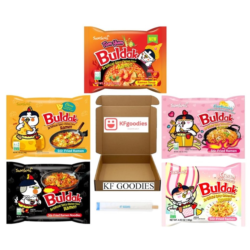 Samyang Buldak Hot Spicy Chicken Ramen Noodle Korean Stir-Fried Ramen (5, Carbonara, Cream Carbonara, Cheese, Original, Tom Yum)