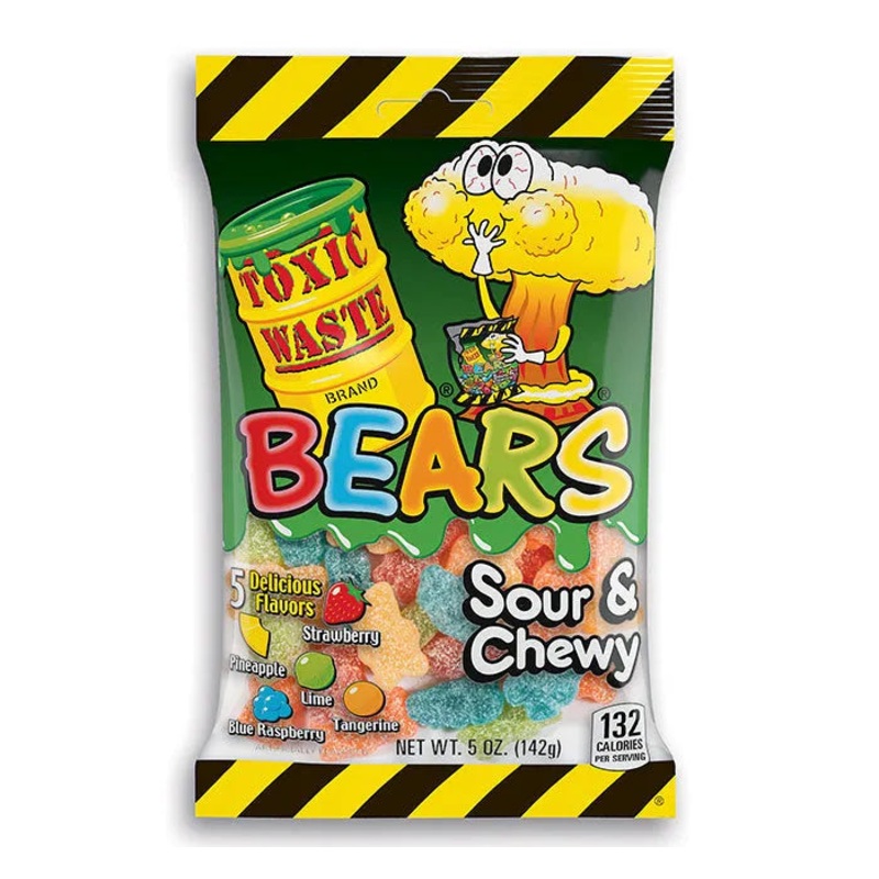 Toxic Waste Sour Gummy Bears Peg Bags: 12-Piece Box