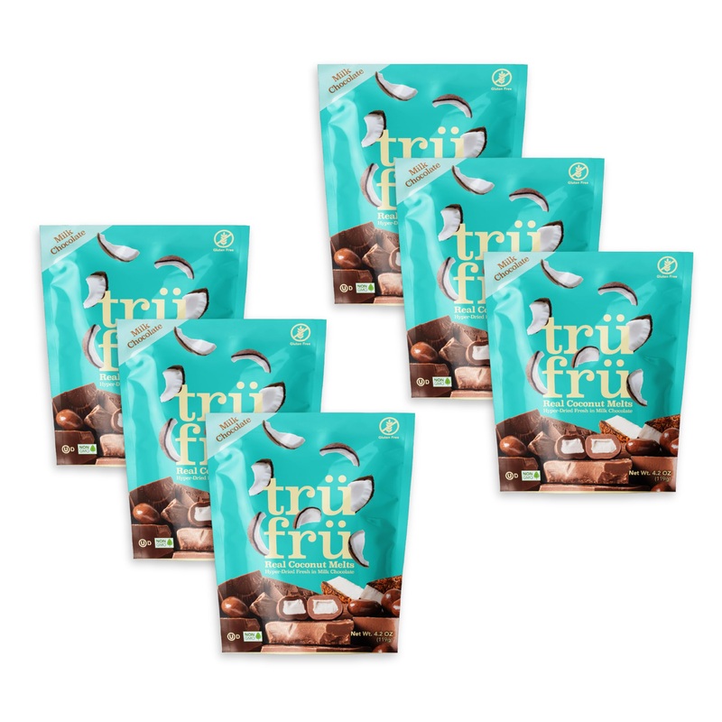 Tru Fru Real Coconut Melts Hyper-Dried Fresh In Milk Chocolate, Premium Gourmet Freeze Dried Fruit Snack, 4.2 Oz (Pack Of 6)