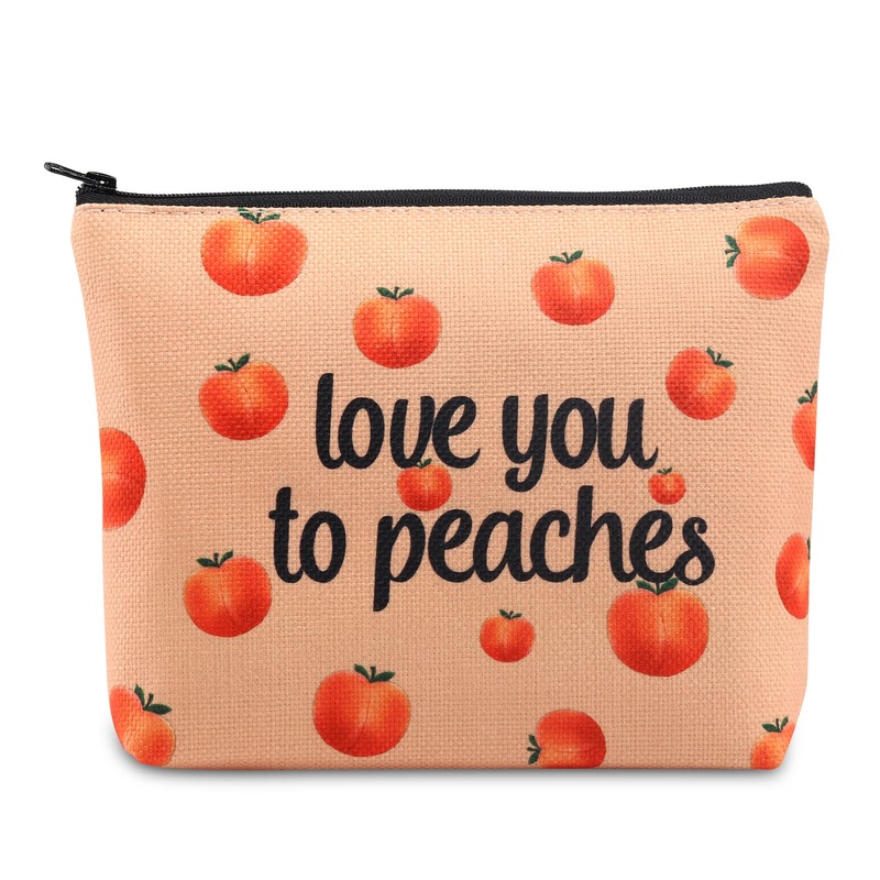 Vamsii Peach Makeup Bag Love You To Peaches Funny Peach Gift Bags Peach Themed Gifts Fruit Pun Gifts Peach Lover Gifts (Love You