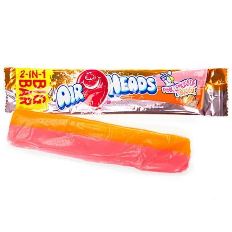 AirHeads Big Bar Taffy Candy – Pink Lemonade and Orange: 24-Piece Box