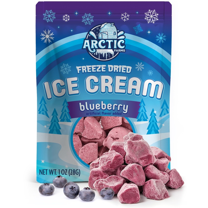 Arctic Farms Freeze Dried Ice Cream That Does Not Melt (Blueberry, 1 Ounce)