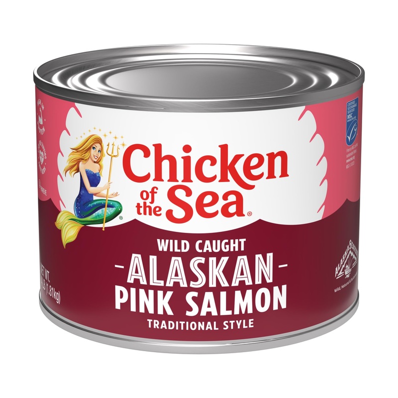 Chicken Of The Sea Alaskan Pink Salmon, 64 Ounce Cans (Pack Of 6), Wild Caught, Skinless & Boneless, Foodservice Size