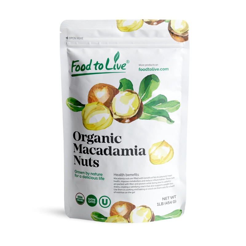 Food To Live Organic Dry Roasted Whole Macadamia Nuts With Himalayan Salt, 1 Pound – Delicious And Nutritious Snack Made From Pr