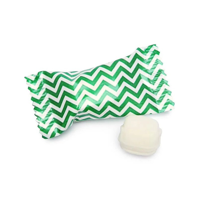 Green Chevron Stripe Wrapped Butter Mint Creams: 300-Piece Case