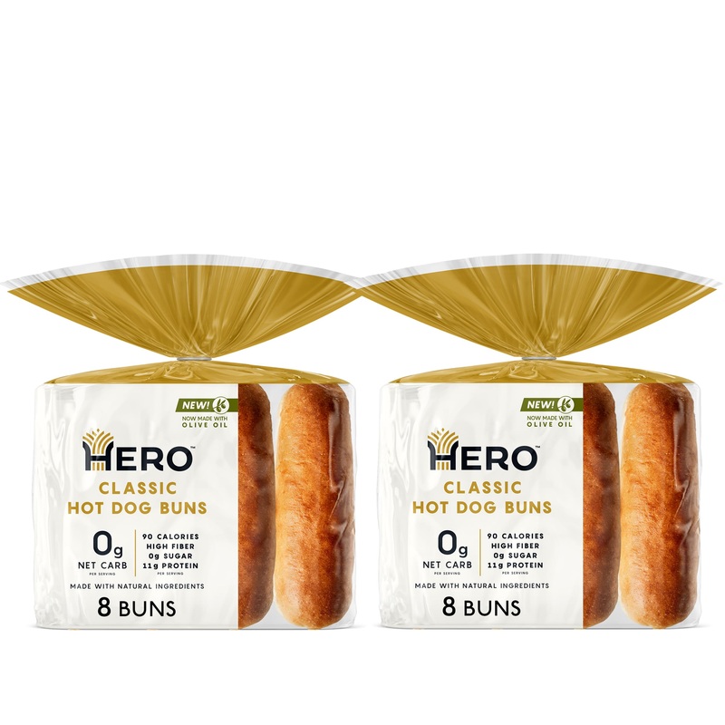 Hero Classic Hot Dog Bun – Delicious Rolls & Net Low Carb Hot Dog Buns | High Fiber, 0G Net Carbs, 0G Sugar & 90 Calories Per Se