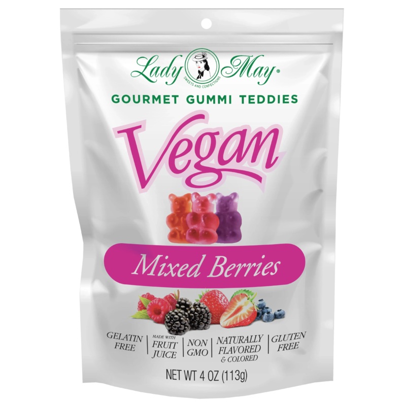 Lady May Sweets Vegan Gourmet Mixed Berries Gummi Teddies