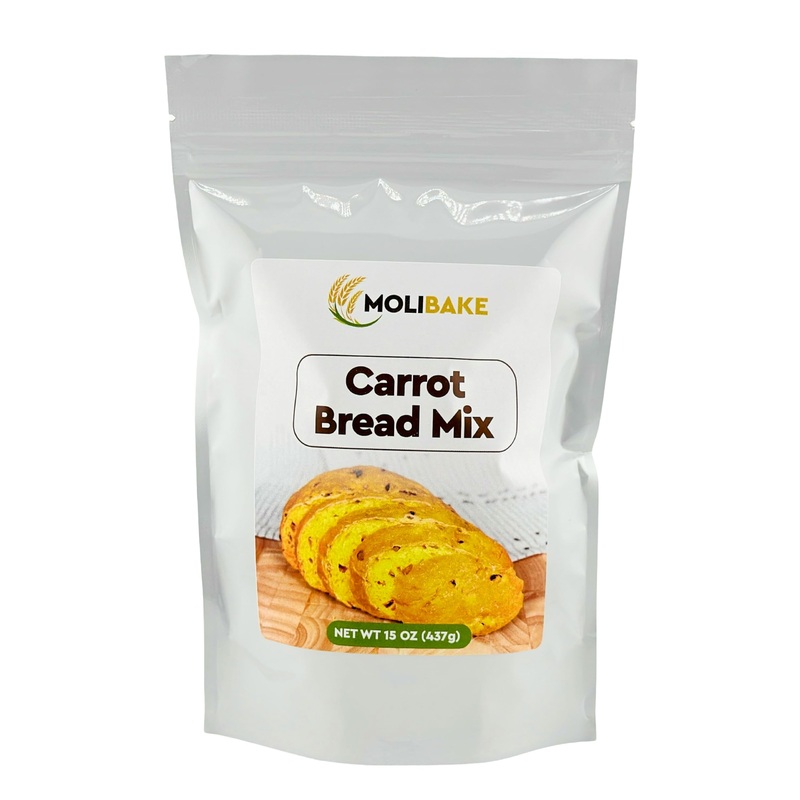 Molibake Carrot Bread Mix – All-Natural Baking Mix For Bread Machine And Oven – 15 Oz Mix With Dried Carrots, Oat Flakes, Sunflo