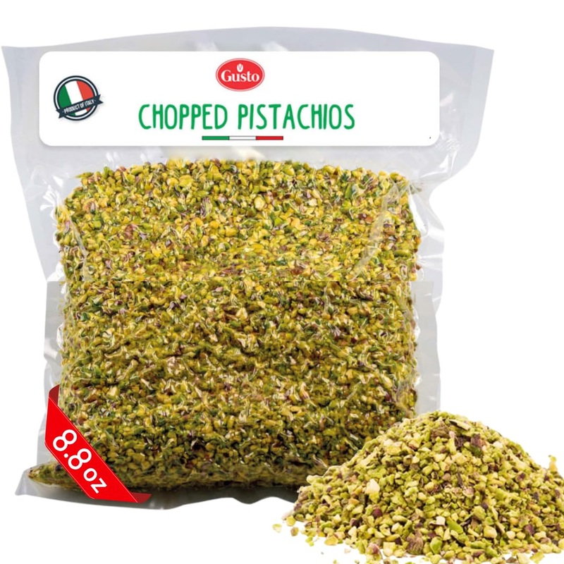 Pistachios Chopped, 8.8 Oz (250 G), Pistachios Raw Unsalted, Chopped Pistachio Nuts For Ice Cream Sundaes, Gusto Etna, Non Gmo,