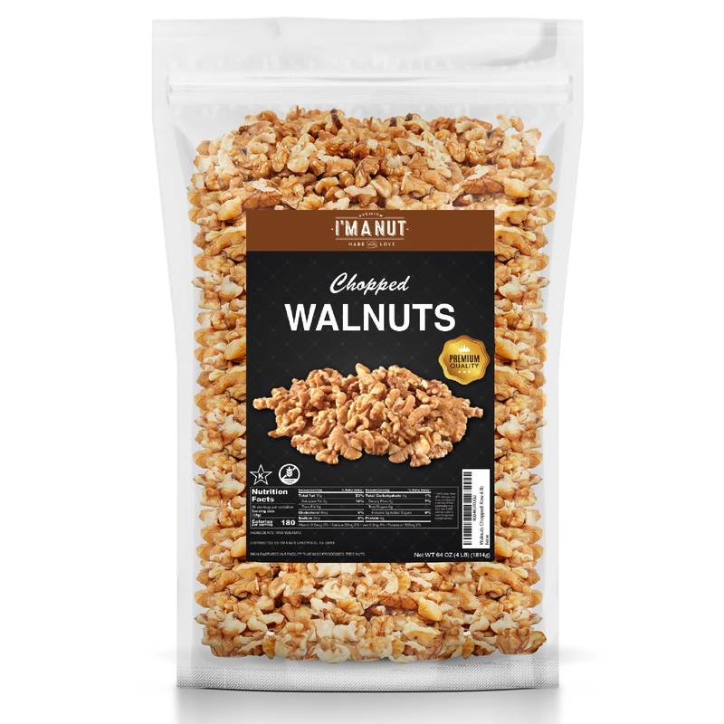 Premium Raw Chopped Walnuts 64Oz (4 Lb) – 100% Natural, No-Ppo, Non-Gmo, Batch-Tested Gluten & Peanut Free, Kosher, Small Batch