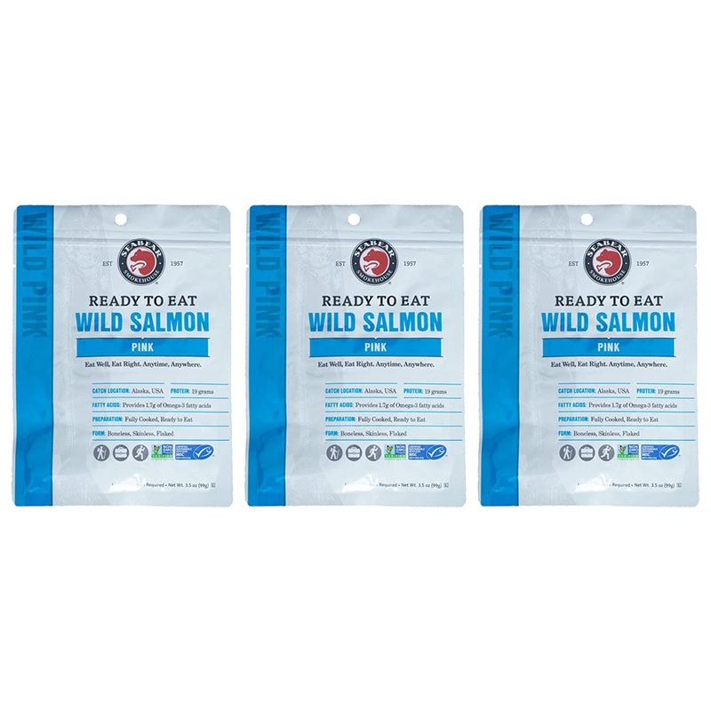 Seabear – Ready-To-Eat Wild Alaskan Pink Salmon – 3.5 Oz – 3 Pack