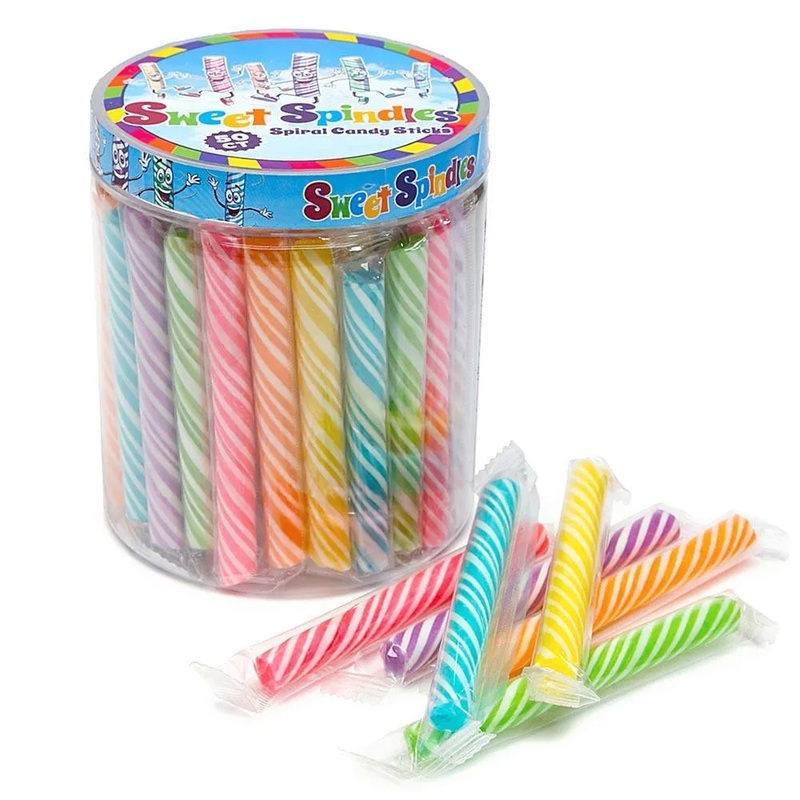 Sweet Spindles Mini Hard Candy Sticks – Assorted: 50-Piece Jar