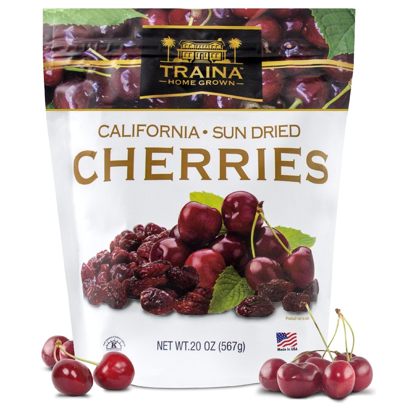Traina Home Grown California Sun Dried Bing Cherries – Healthy & Non-Gmo, Natural Sweet Flavor Fruit No Sugar Added, Perfect Sna
