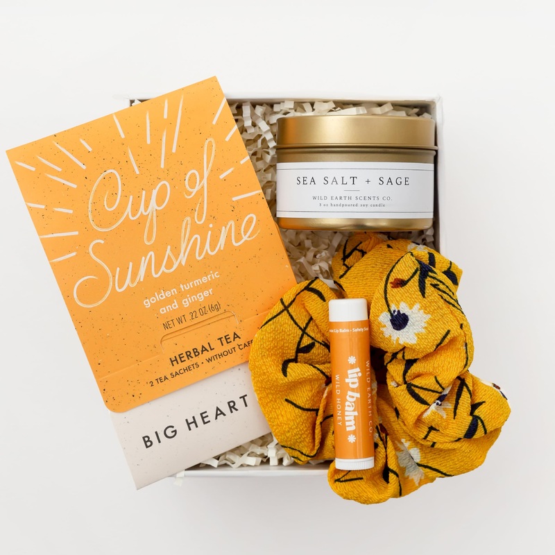 Unboxme Gifts Mini Sunshine Tea Gift Box – Includes Citrus Lip Balm, Mug & More | Cheerful, Small Gift Set For Women – Perfect F