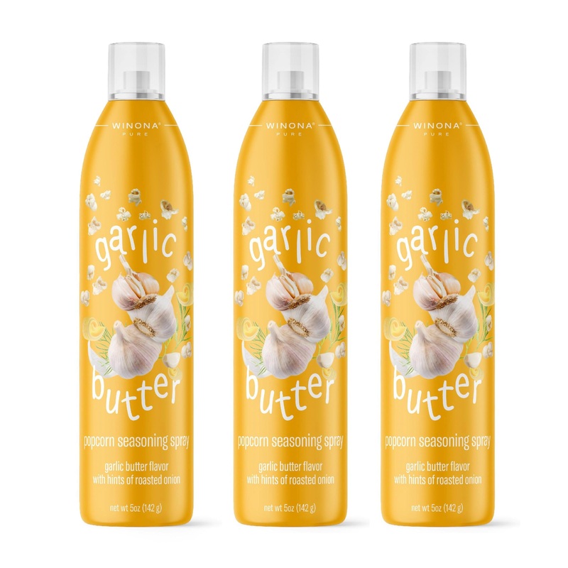 Winona Pure Garlic Butter Seasoning Spray – For Popcorn, Chicken, Baked Potatoes, Vegetables & More – 5 Oz Bottle – 3 Pack