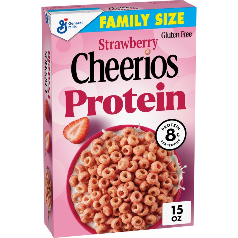 Cheerios Protein Cereal, Strawberry, 8G Protein, Family Size, 15 Oz