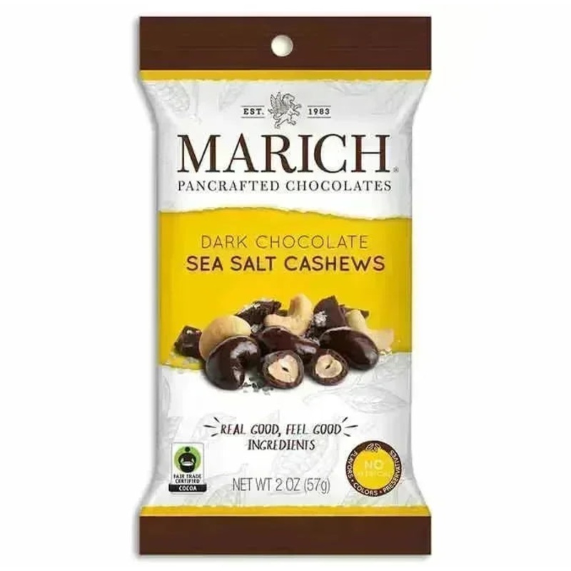 Dark Chocolate Sea Salt Cashews Peg Bags: 12-Piece Case