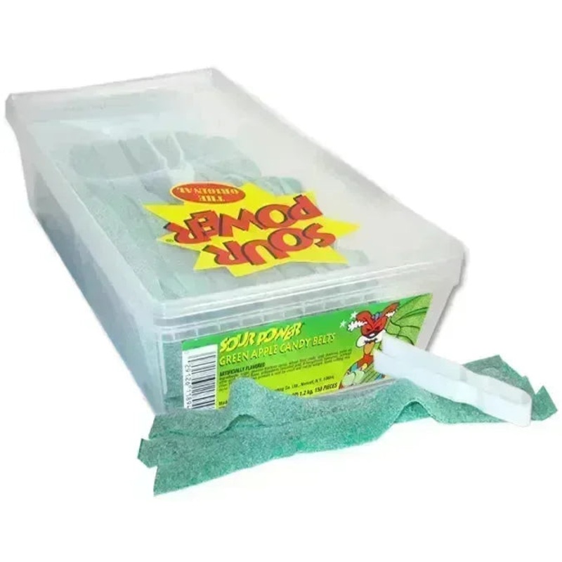 Dorval Sour Power Belts Candy – Green Apple: 150-Piece Tub