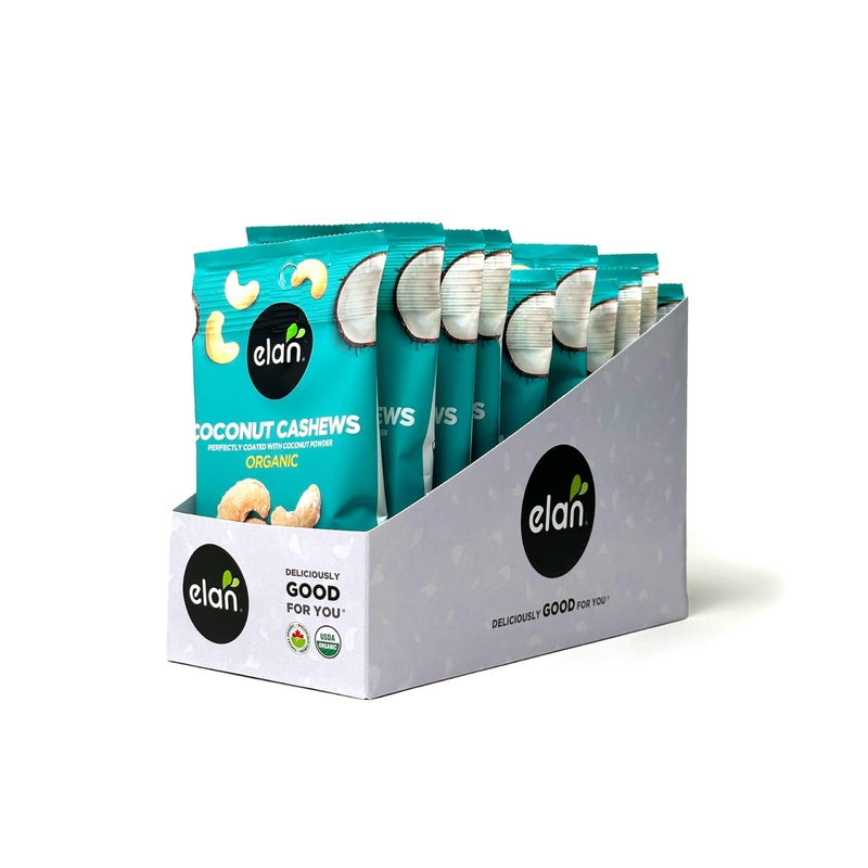 Elan Organic Coconut Cashews Grab & Go, Individually Packaged, 36 G (Pack Of 20), On The Go Snack, Non-Gmo, Vegan, Gluten-Free,