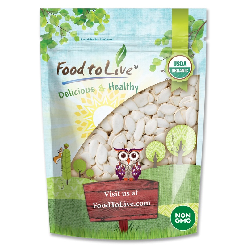 Food To Live Organic Raw Pumpkin Seeds In Shell, 8 Ounces – Non-Gmo, Dried, Unsalted, Unroasted, Vegan, Bulk. Good Source Of Pro