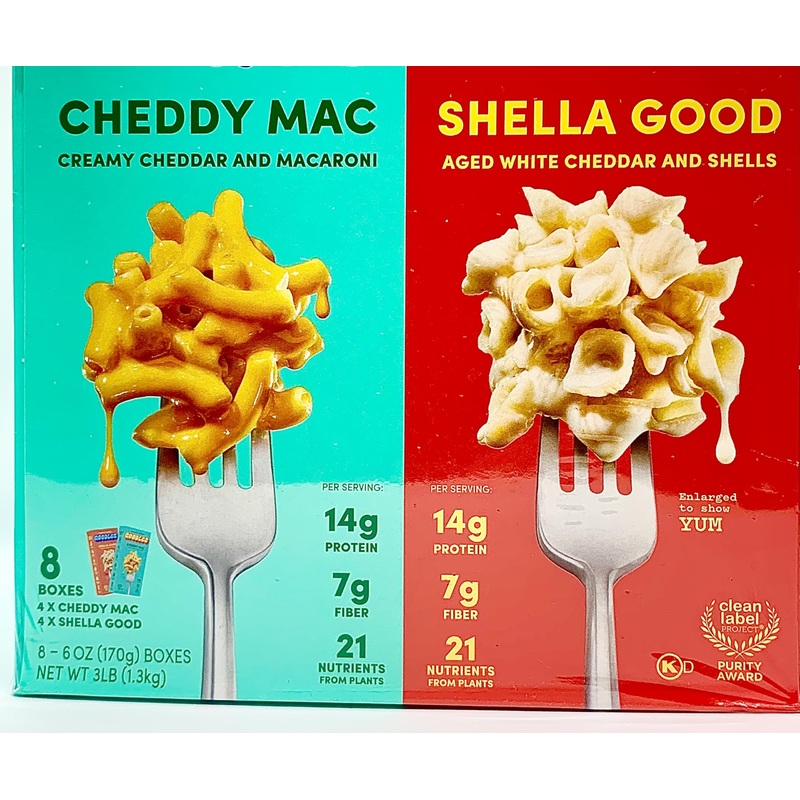 Generic Combo Pack Of 4 Cheddy Mac & 4 Shella Good Mac & Cheese, 6Oz – 14G Protein, 6G Fiber With Prebiotics, 21 Plant-Based Nut