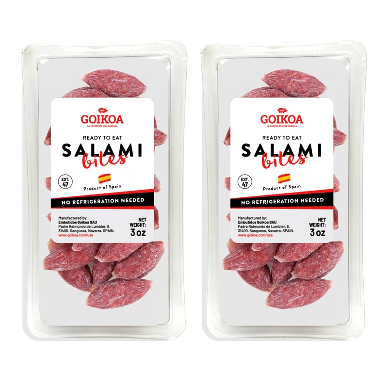 Goikoa Salami Bites | Salchichon | Ready To Eat Snack | From Navarre, Spain | 3Oz (85G) (Pack Of 2)