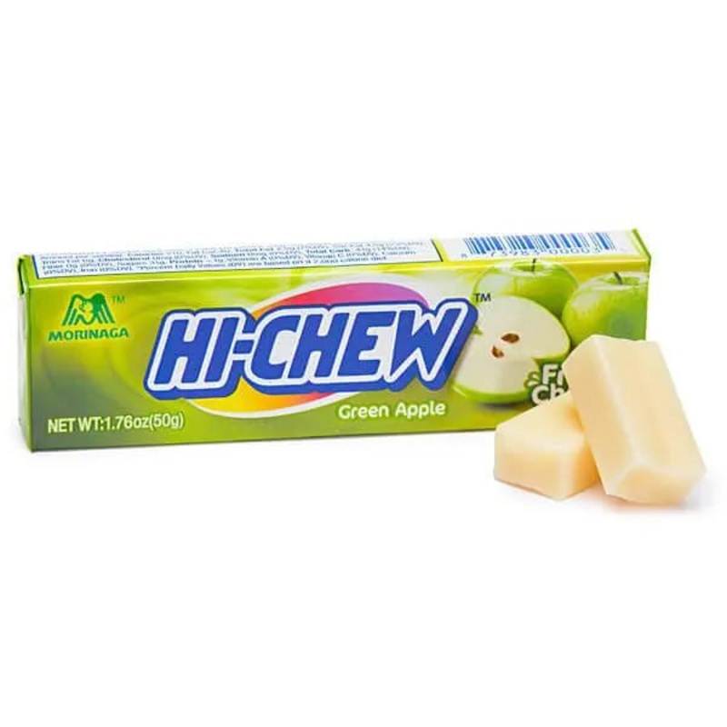 Hi-Chew Fruit Chews 10-Piece Candy Packs – Green Apple: 15-Piece Box