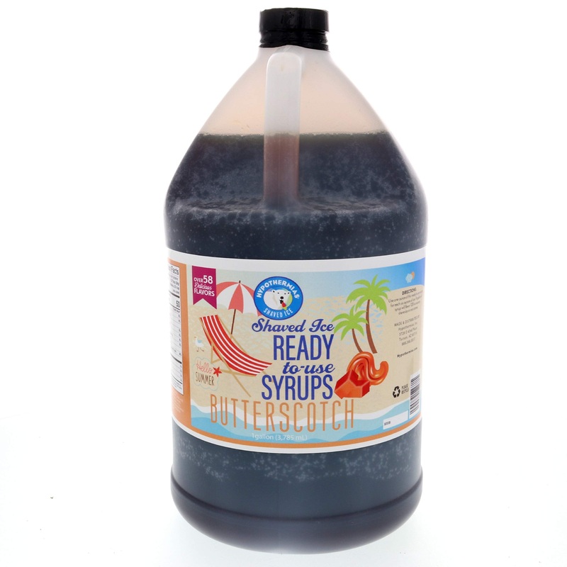 Hypothermias Butterscotch Ready To Use Gallon (128 Fl. Oz) Hawaiian Snow Cone Flavors Syrup – Shaved Ice, 100% Pure Cane Sugar