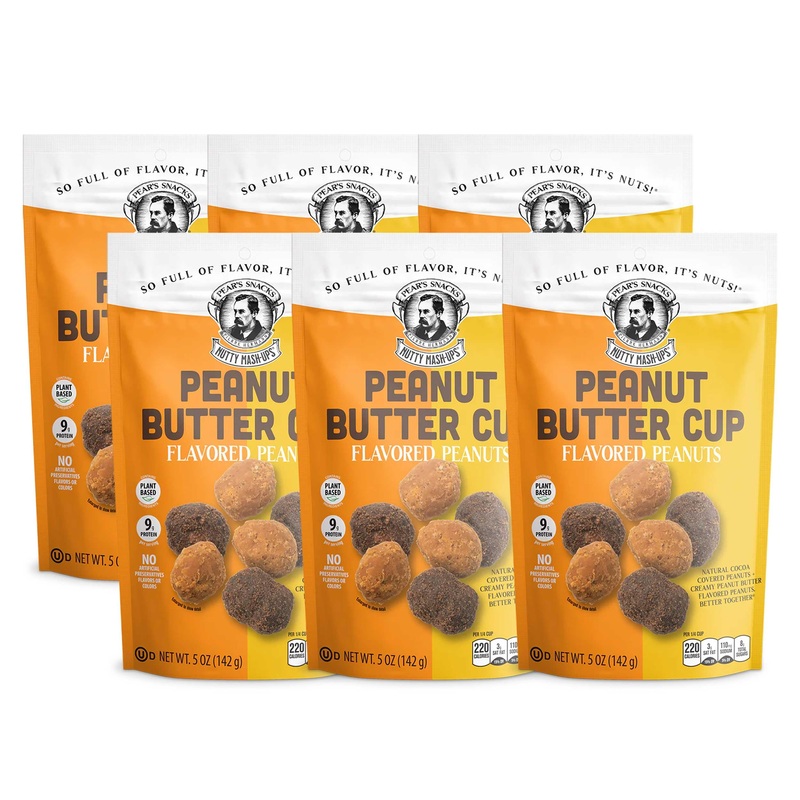 Peanut Butter Cup Flavored Peanuts | Pack Of 6 | 5 Oz. | Natural Cocoa Covered | Perfect Medley Of Sweet & Salty
