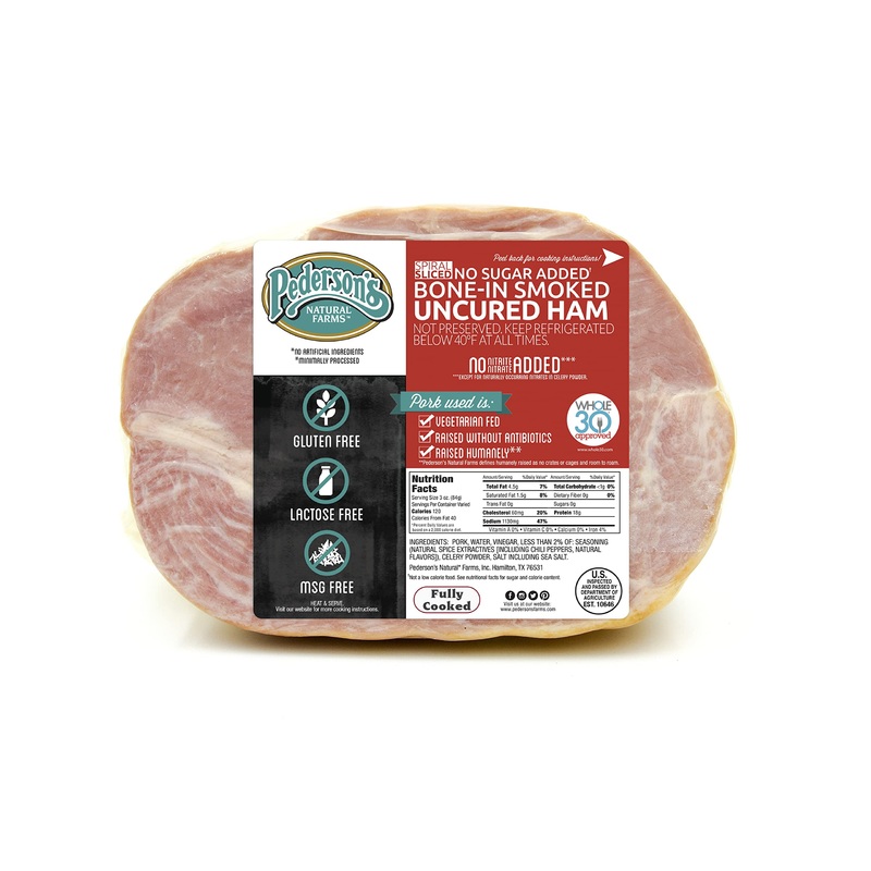 Pederson’S Farms, Uncured No Sugar, Spiral Sliced Bone In Half Ham, (6 Lbs Weight Avg) Serves 8-10, Fully Cooked, No Sugar Added