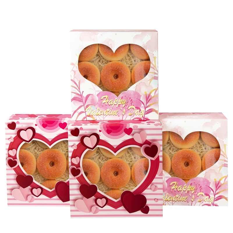 Qiqee Auto-Pop Up 10X10X2.5 Inch Pie Boxes With Window 30Packs Cookie Donut Bakery Box