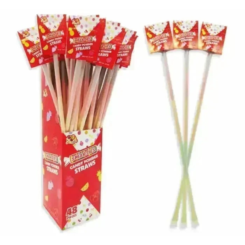 Smarties Candy Powder Straws: 48-Piece Box