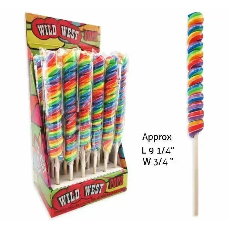 Twisty Rainbow Swirl 9-Inch Lollipops: 48-Piece Display