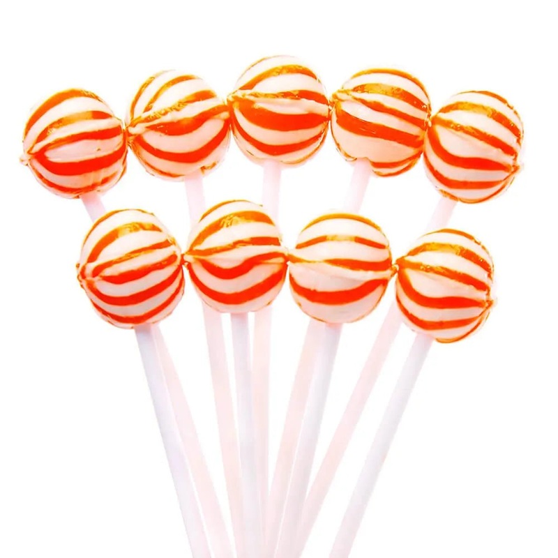 YumJunkie Sassy Spheres Orange Striped Ball Lollipops – Petite: 400-Piece Bag