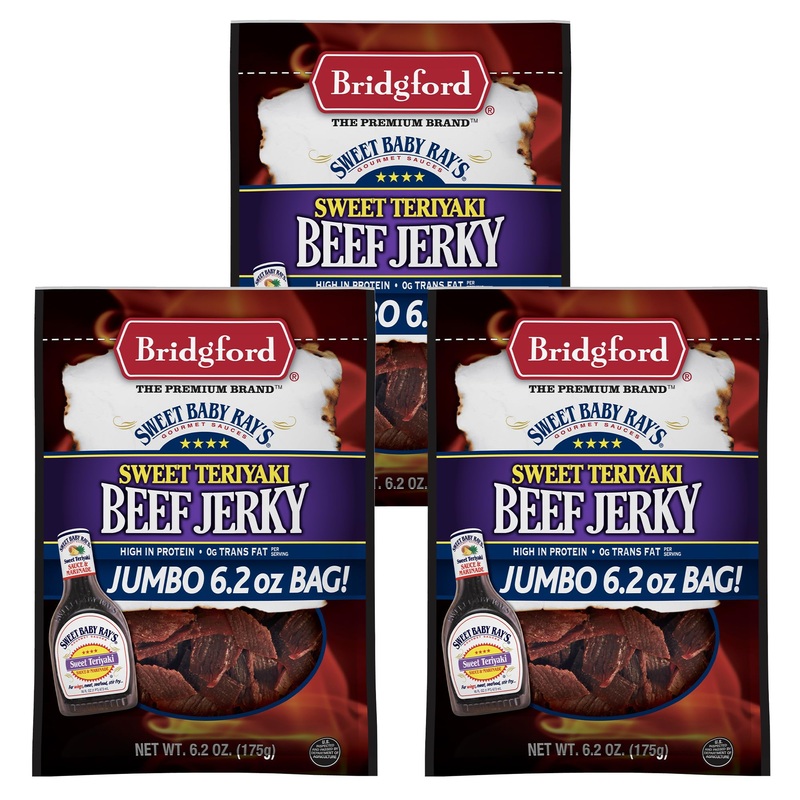 Bridgford Sweet Baby Rays Beef Jerky Sweet Teriyaki 6.2 Oz Pack Of 3 – High Protein Snacks For Low Carb And High Protein Diets –